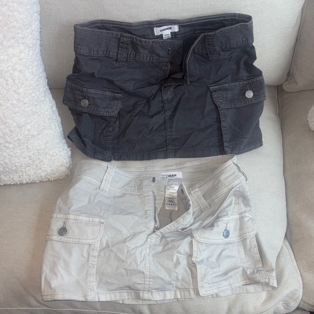Garage Cargo Mini Skirt Duo - Black & Light Beige
